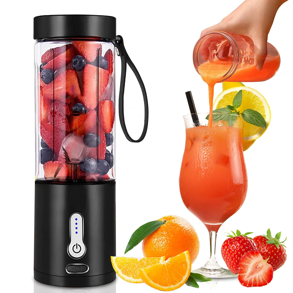 Portable USB Rechargeable Powerful Fruit Juicer Blender - Blender Milkshakes Smoothies Blending Cup