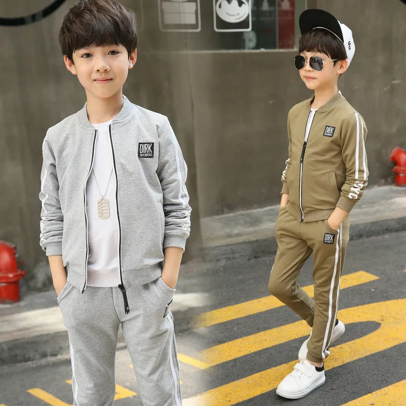 Sport Leisure Casual Children's Tracksuit Cotton Zipper Sweatshirt + Long Pants