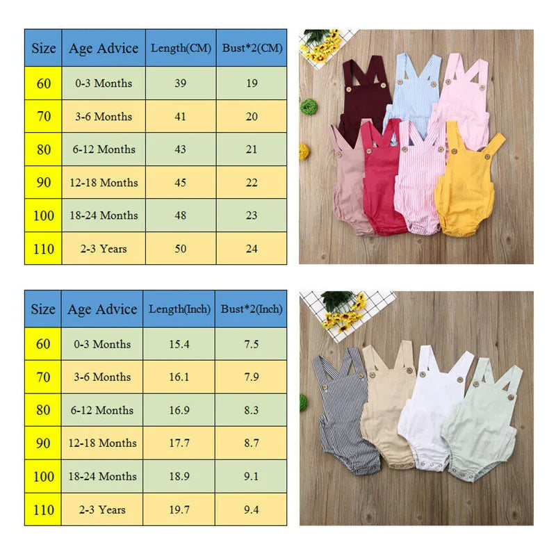 0-3Y Newborn Kids Bodysuit Baby Clothes - Solid Jumpsuit Sunsuit Outfits