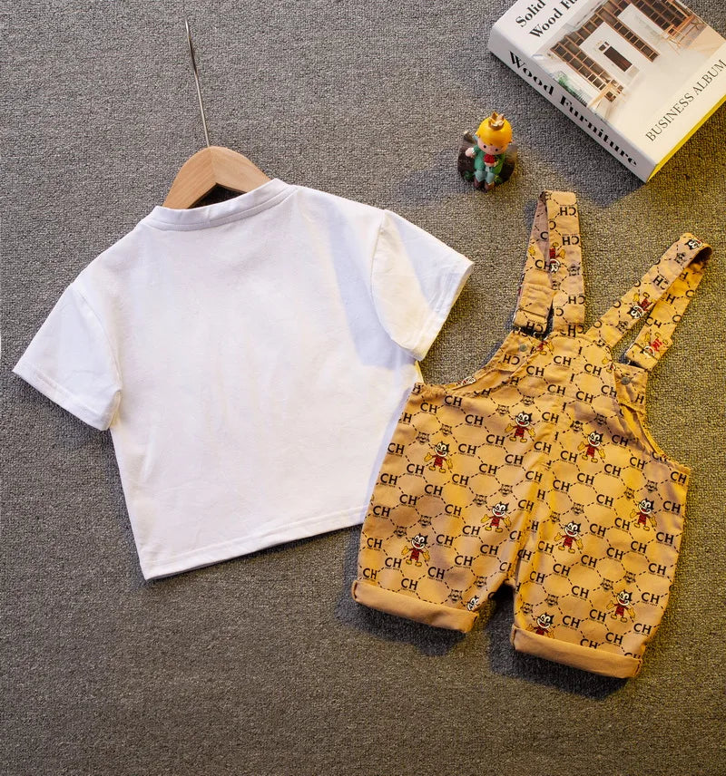 Sling Jumpsuit Children's Short-Sleeved Two-Piece Suit