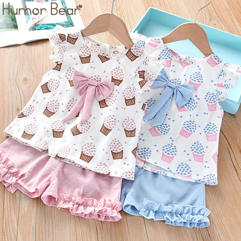 Humor Bear Girls Clothing Set Sleeveless Summer