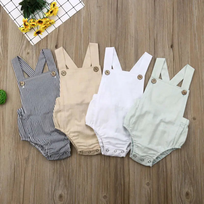 0-3Y Newborn Kids Bodysuit Baby Clothes - Solid Jumpsuit Sunsuit Outfits