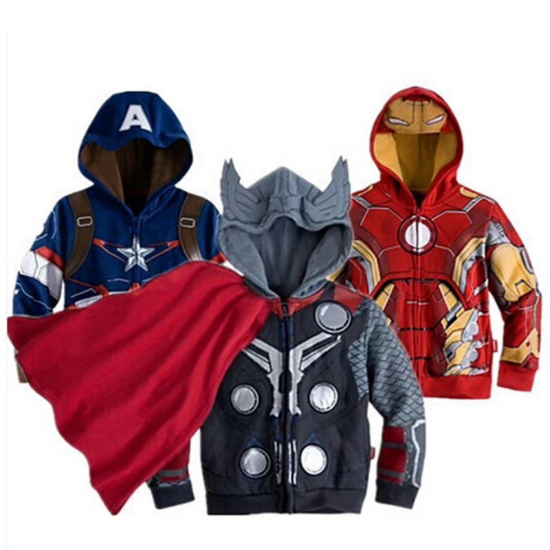 Marvel Sweatshirt Hulk Spider-Man Captain America Avengers Cartoon Zipper Hoodie