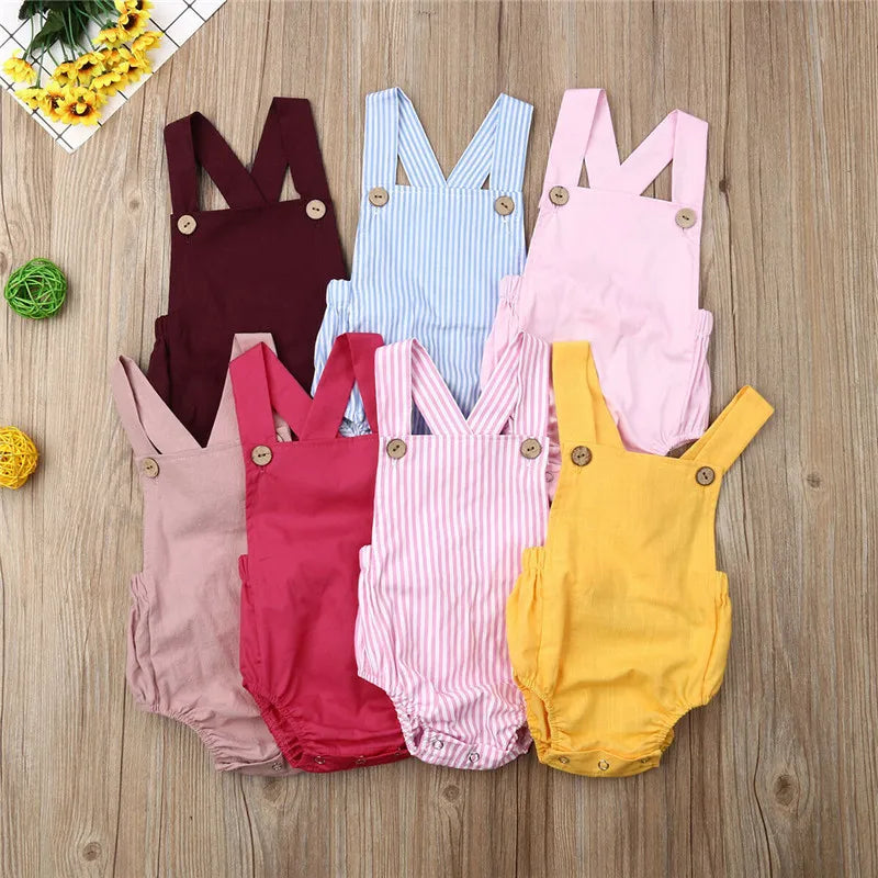 0-3Y Newborn Kids Bodysuit Baby Clothes - Solid Jumpsuit Sunsuit Outfits