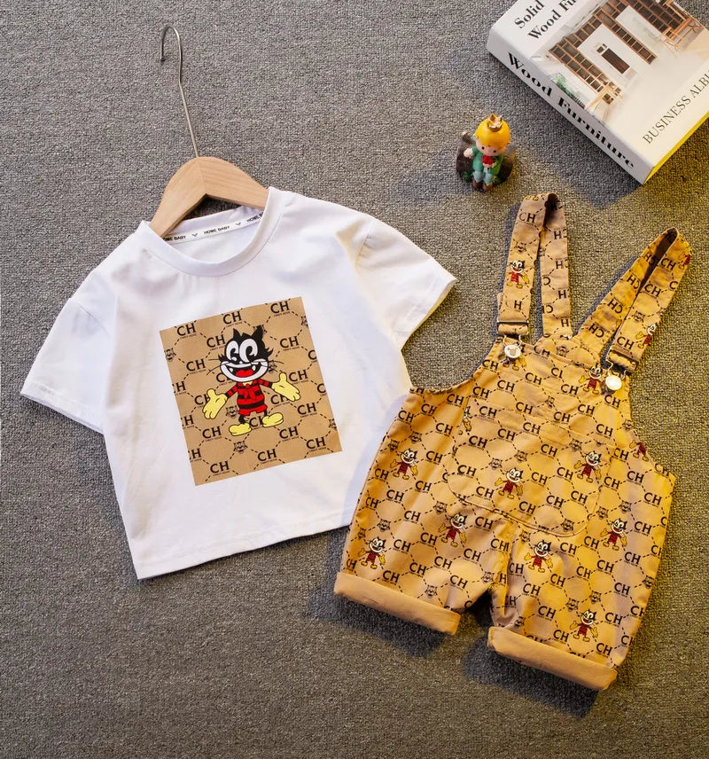 Sling Jumpsuit Children's Short-Sleeved Two-Piece Suit