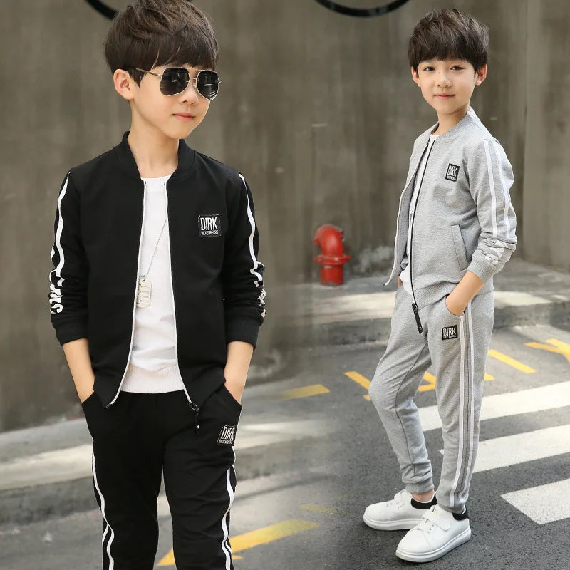 Sport Leisure Casual Children's Tracksuit Cotton Zipper Sweatshirt + Long Pants