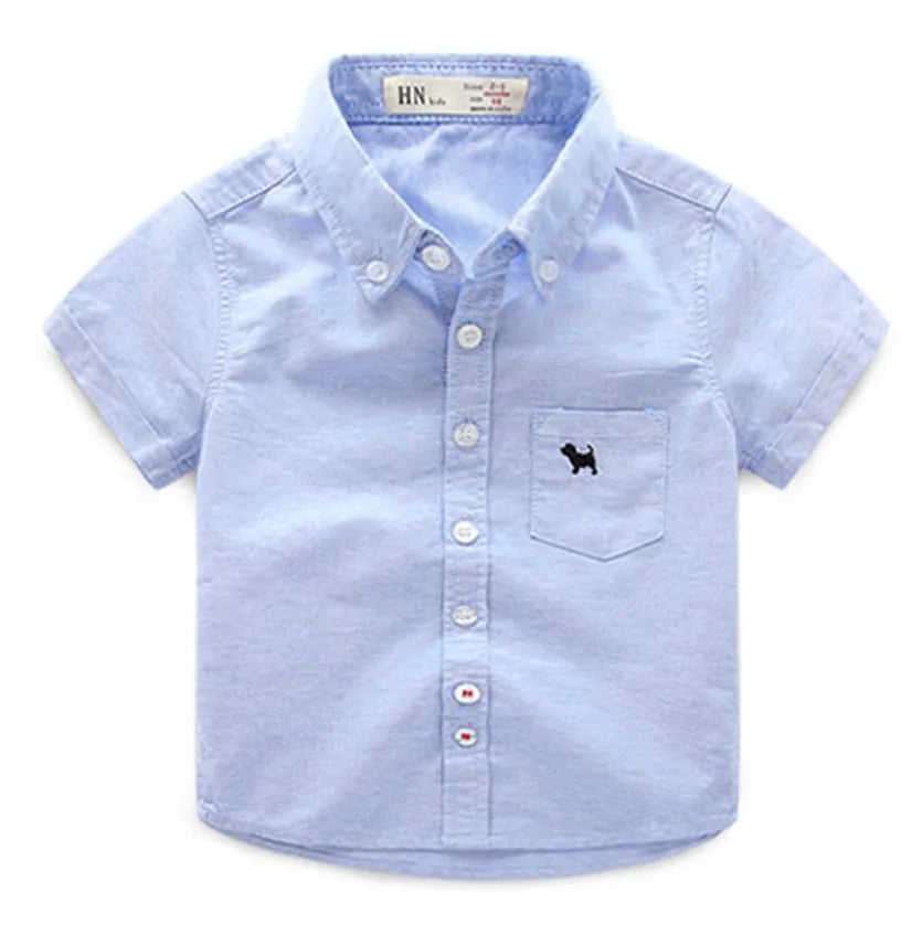 Summer Children's Clothes - Baby Boys Solid Short Sleeve Cotton Shirts