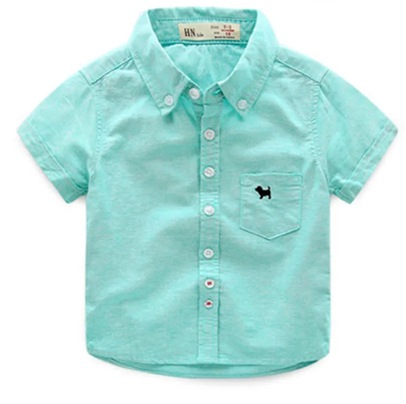 Summer Children's Clothes - Baby Boys Solid Short Sleeve Cotton Shirts