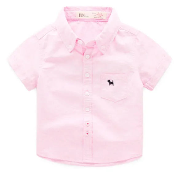 Summer Children's Clothes - Baby Boys Solid Short Sleeve Cotton Shirts