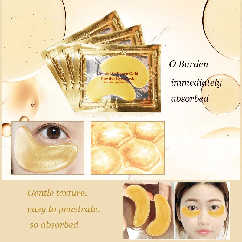 20Pcs Crystal Collagen Gold Eye Mask Anti-Aging Dark Circles Acne Beauty Patches For Eye Skin Care Cosmetics