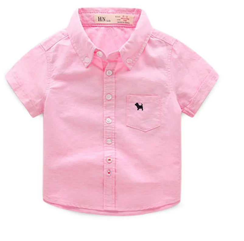 Summer Children's Clothes - Baby Boys Solid Short Sleeve Cotton Shirts