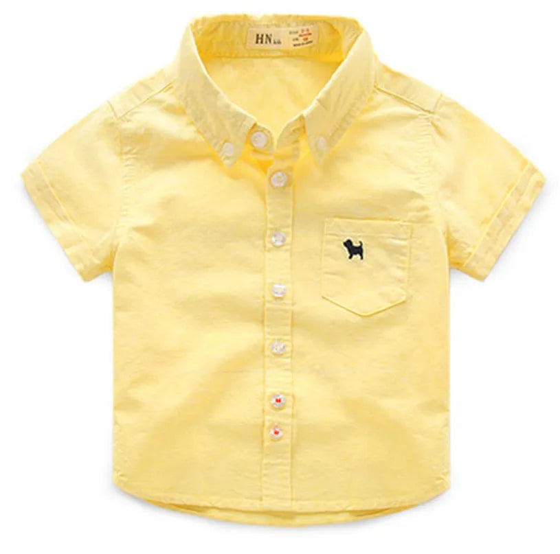 Summer Children's Clothes - Baby Boys Solid Short Sleeve Cotton Shirts
