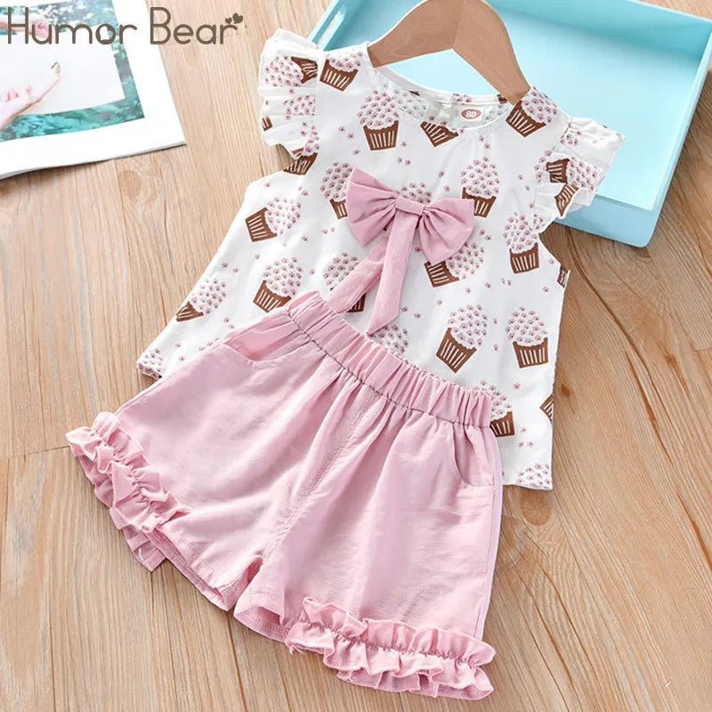 Humor Bear Girls Clothing Set Sleeveless Summer