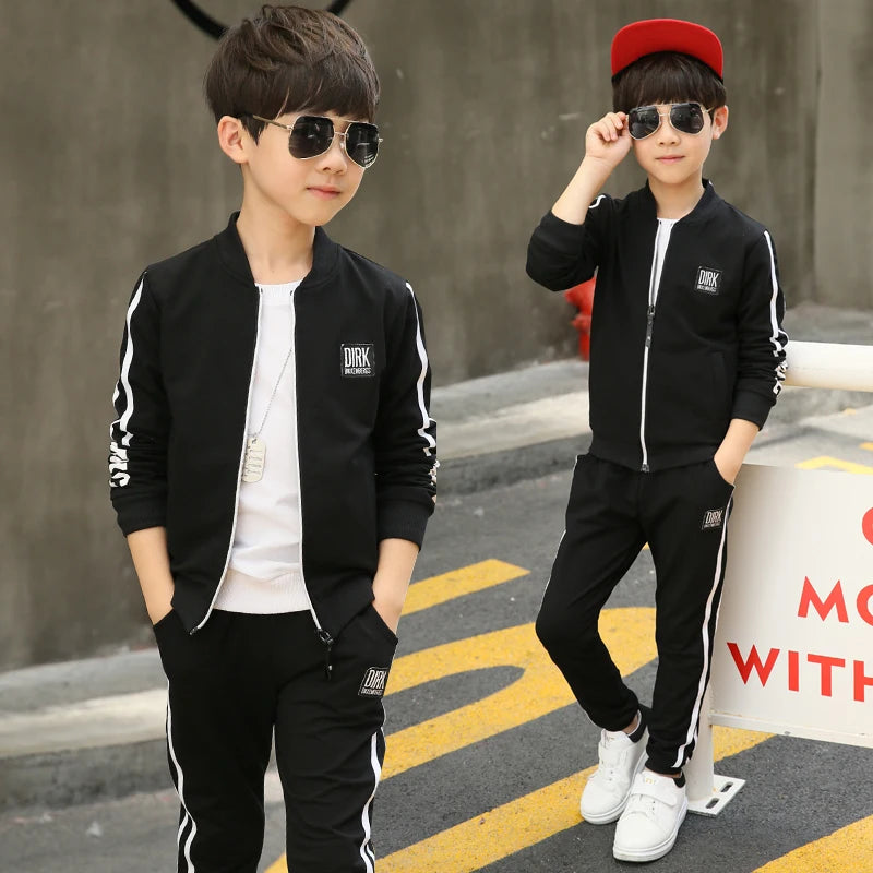 Sport Leisure Casual Children's Tracksuit Cotton Zipper Sweatshirt + Long Pants