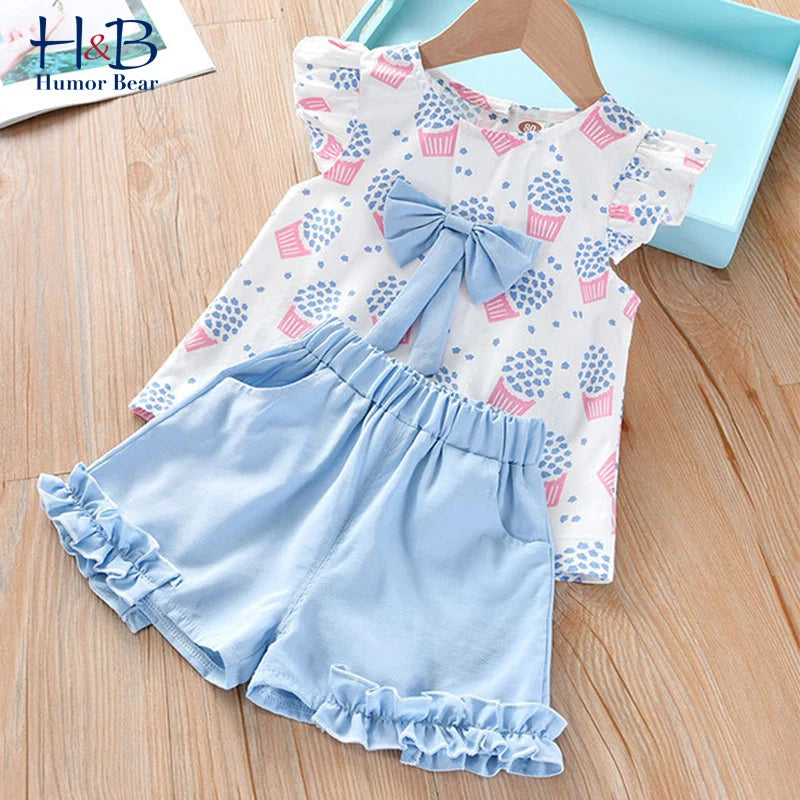 Humor Bear Girls Clothing Set Sleeveless Summer