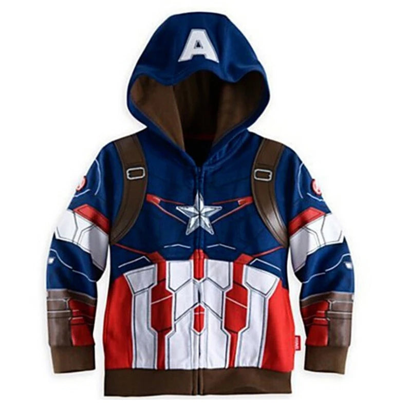 Marvel Sweatshirt Hulk Spider-Man Captain America Avengers Cartoon Zipper Hoodie