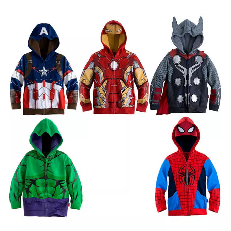 Marvel Sweatshirt Hulk Spider-Man Captain America Avengers Cartoon Zipper Hoodie