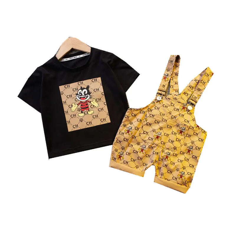 Sling Jumpsuit Children's Short-Sleeved Two-Piece Suit