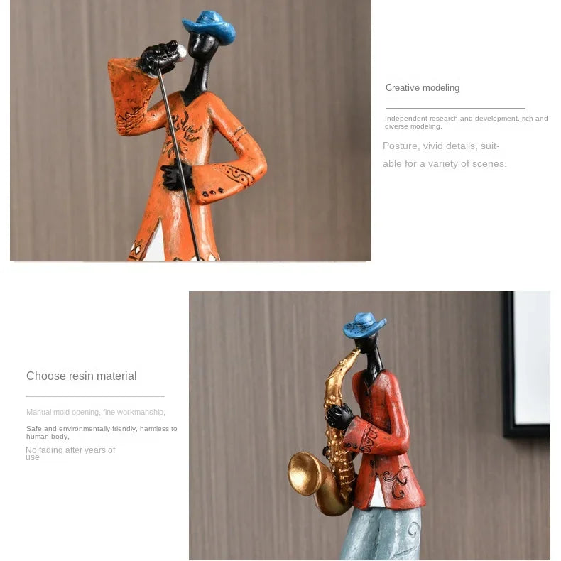Jazz Creative American Band Decoration Musical Instrument Model Living Room Porch Study Nordic Arts And Crafts Statue Sculpture Home