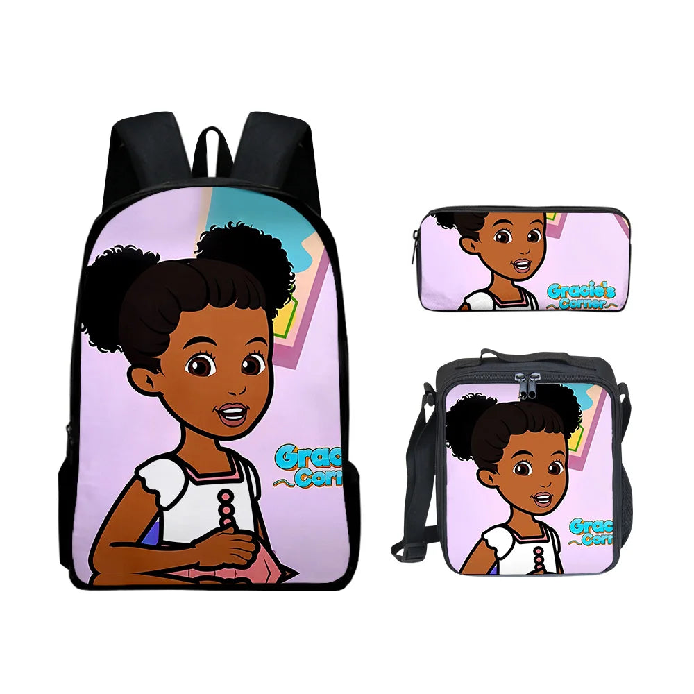 Gracies Corner 3D Print 3pcs/Set pupil School Bags Laptop Daypack Backpack Lunch bag Pencil Case