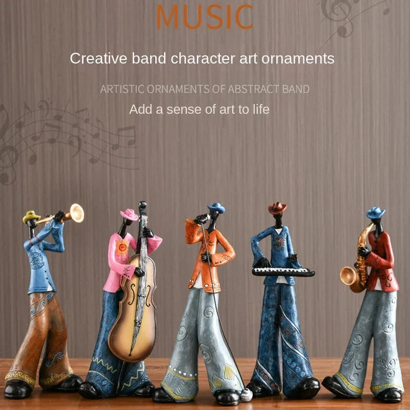 Jazz Creative American Band Decoration Musical Instrument Model Living Room Porch Study Nordic Arts And Crafts Statue Sculpture Home