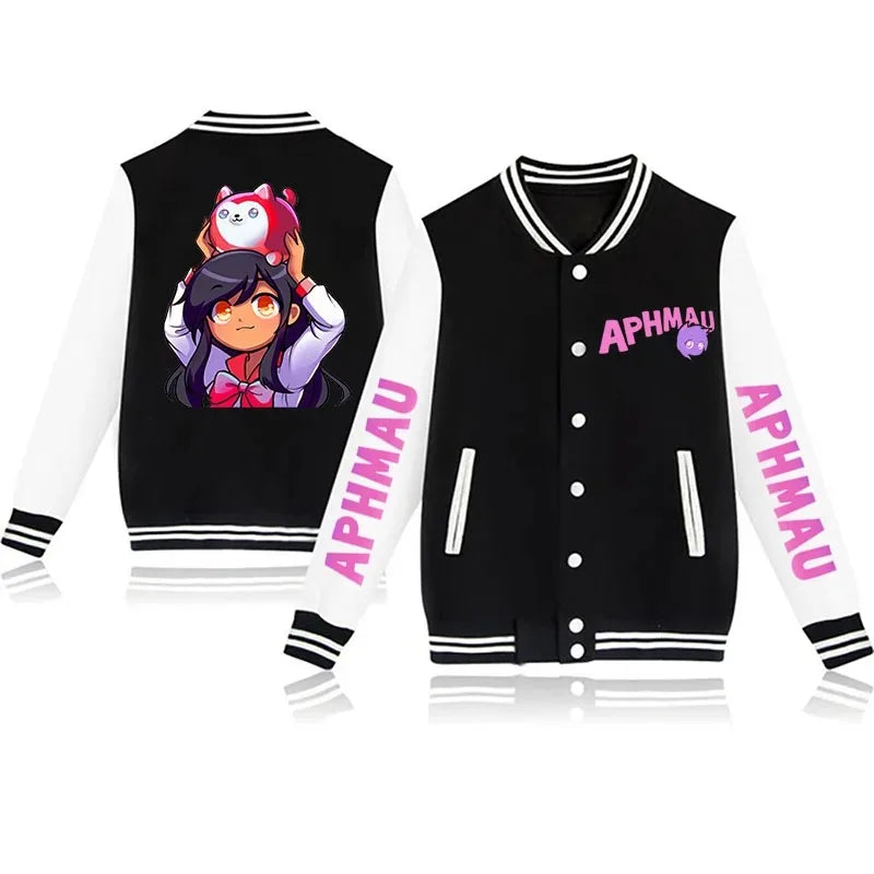 Aphmau - New Jackets Autumn and Winter Aphmau Print Kawaii Men's and Women's Baseball Jacket Anime Streetwear Tops Hip Hop Outwear