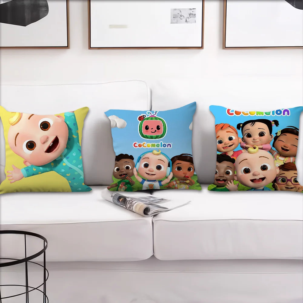 Coco Melon Cartoon Cute Baby Pillow Case For Sofa Bedroom Living Room Office Bedside Table Backrest Cushion Printing Square C-CoComelonS