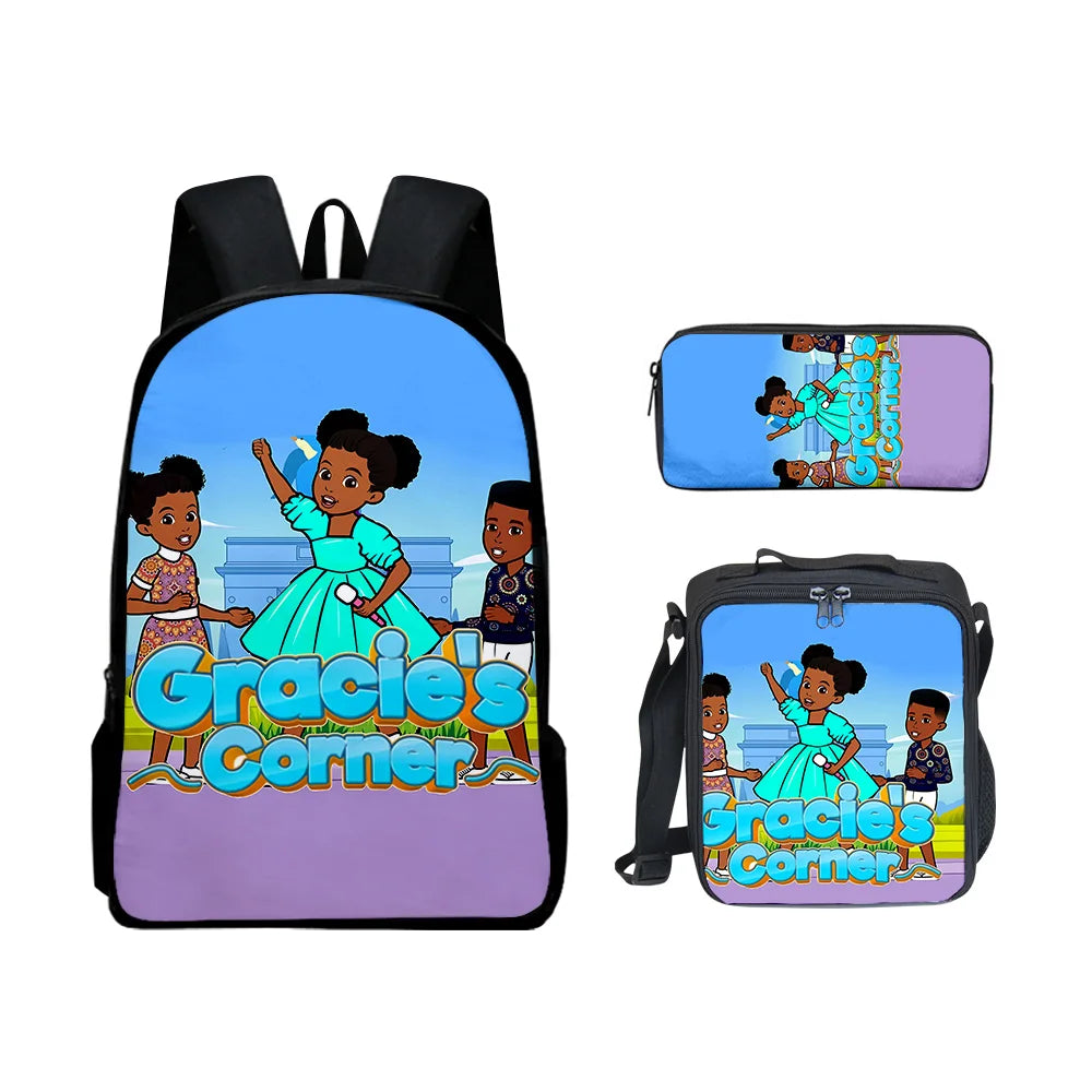 Gracies Corner 3D Print 3pcs/Set pupil School Bags Laptop Daypack Backpack Lunch bag Pencil Case