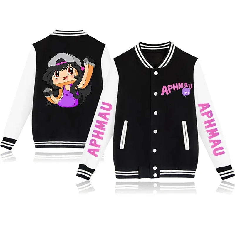 Aphmau - New Jackets Autumn and Winter Aphmau Print Kawaii Men's and Women's Baseball Jacket Anime Streetwear Tops Hip Hop Outwear