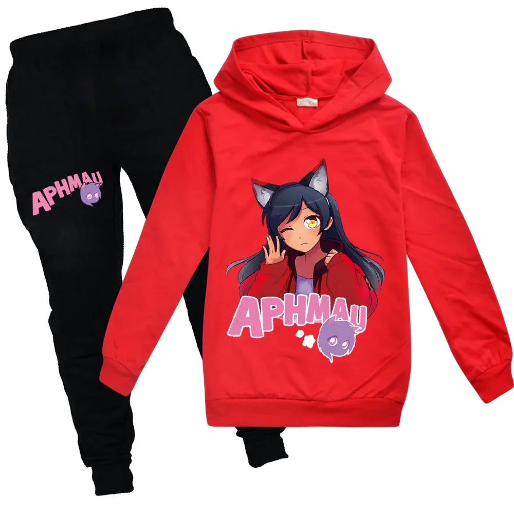 APHMAU Kids Clothes Boys Autumn Hooded T Shirt Pants Suit Baby Girl Outfit Set Teenagers Cute Tees Sets Toddler Girl Clothes