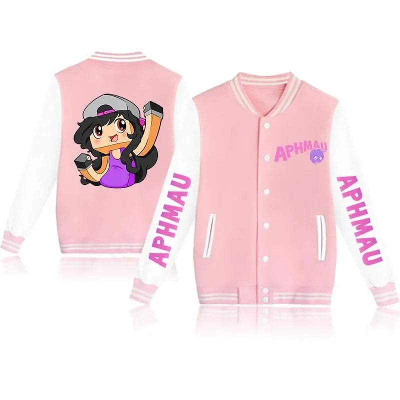 Aphmau - New Jackets Autumn and Winter Aphmau Print Kawaii Men's and Women's Baseball Jacket Anime Streetwear Tops Hip Hop Outwear