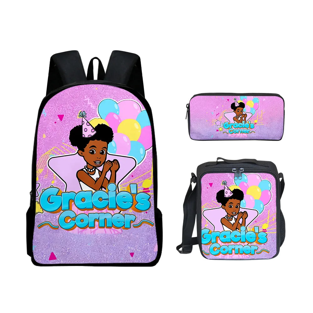 Gracies Corner 3D Print 3pcs/Set pupil School Bags Laptop Daypack Backpack Lunch bag Pencil Case