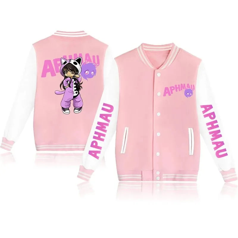 Aphmau - New Jackets Autumn and Winter Aphmau Print Kawaii Men's and Women's Baseball Jacket Anime Streetwear Tops Hip Hop Outwear