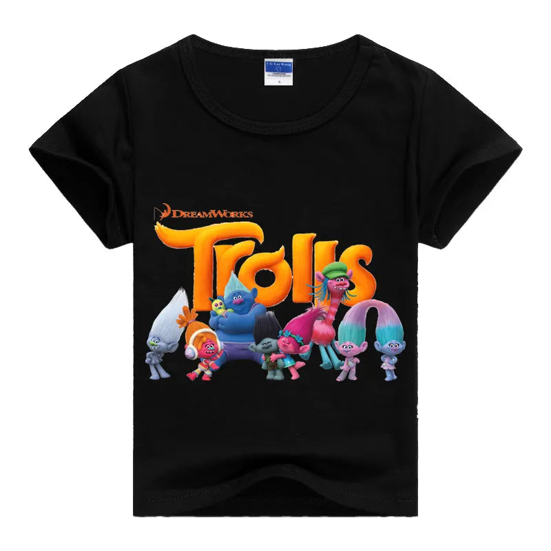 2-16Y Trolls Poppy T Shirts Toddler Girls TShirt Children Casual Clothing