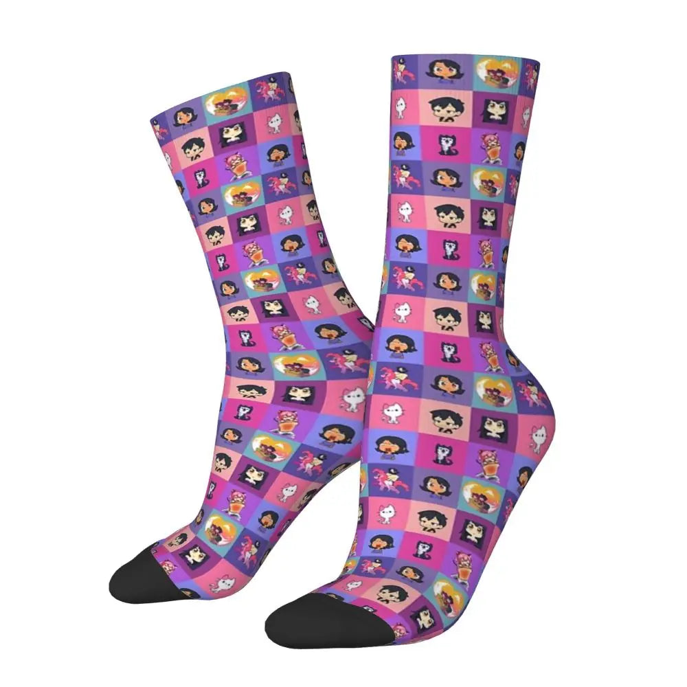 Aphmau Meow Plushies Anime Cats Socks Harajuku Sweat Absorbing Stockings All Season Long Socks Accessories for Unisex Gifts
