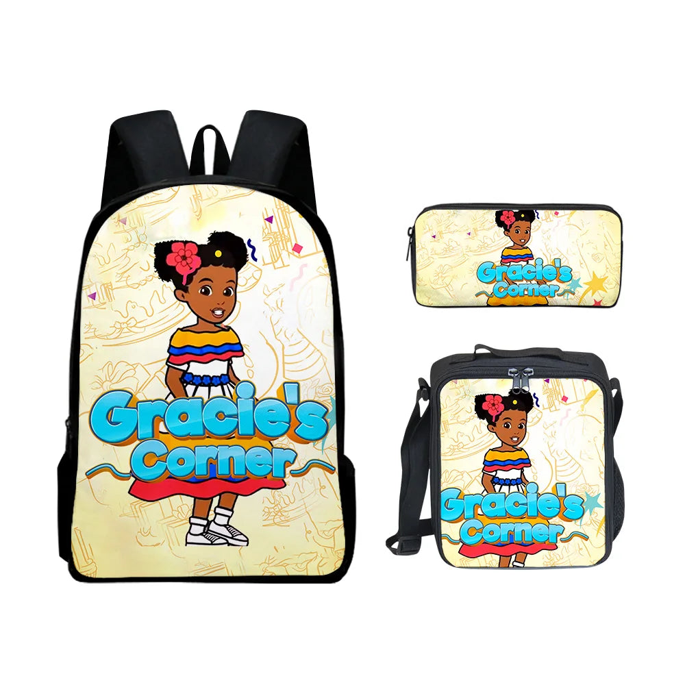 Gracies Corner 3D Print 3pcs/Set pupil School Bags Laptop Daypack Backpack Lunch bag Pencil Case