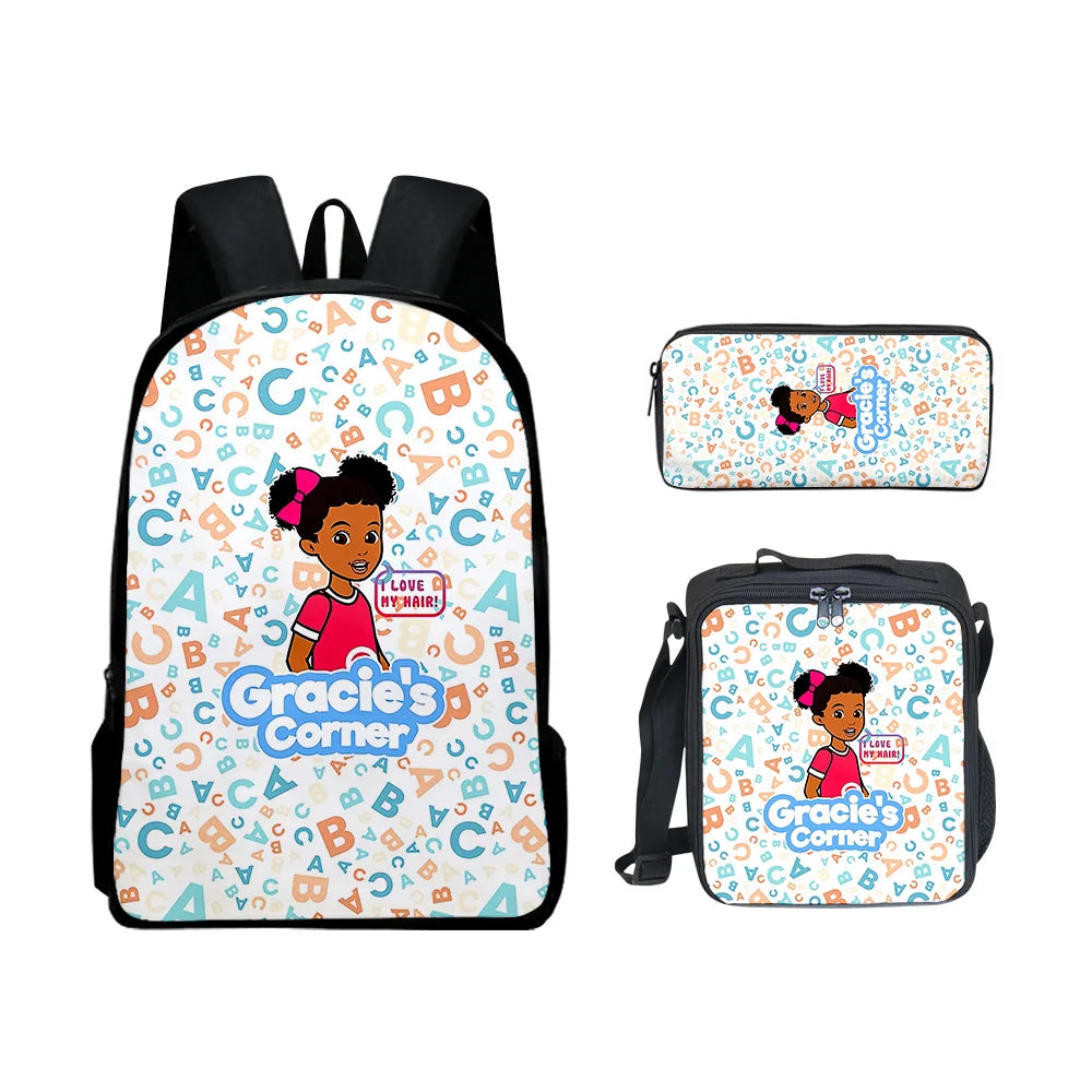 Gracies Corner 3D Print 3pcs/Set pupil School Bags Laptop Daypack Backpack Lunch bag Pencil Case