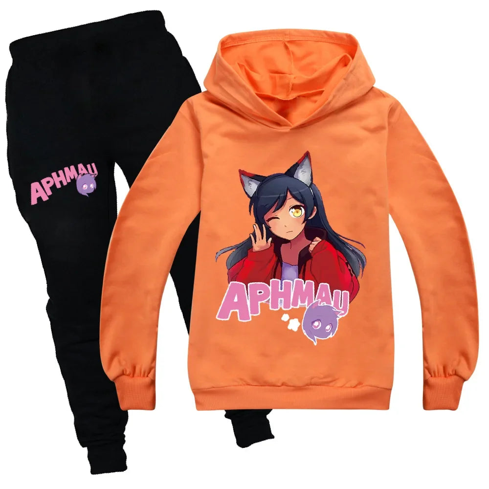 APHMAU Kids Clothes Boys Autumn Hooded T Shirt Pants Suit Baby Girl Outfit Set Teenagers Cute Tees Sets Toddler Girl Clothes
