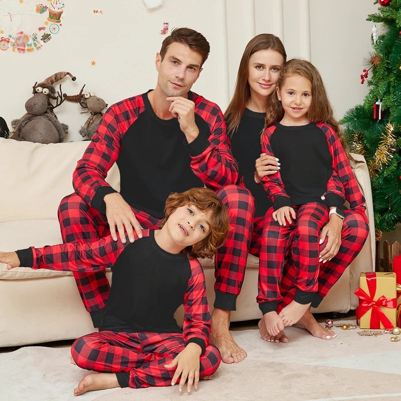 2024 Year's Clothes Adults Kids Christmas Matching Pajamas Set Baby&Dog Romper DIY Blank Plaid Sleepwear Xmas Family Look