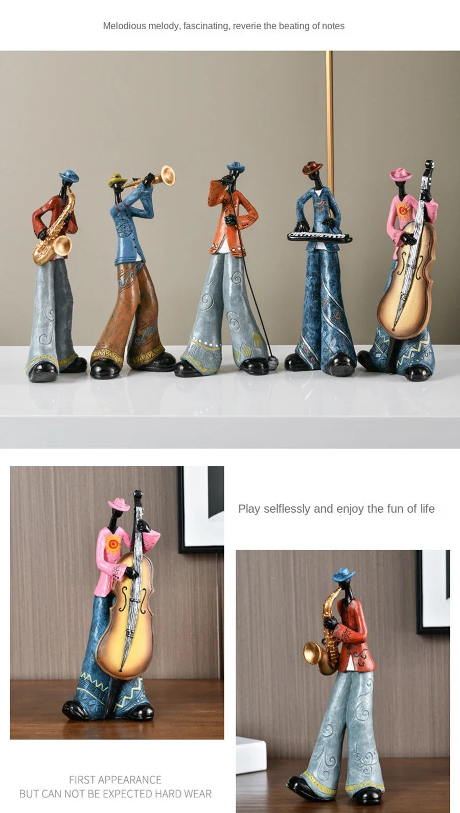 Jazz Creative American Band Decoration Musical Instrument Model Living Room Porch Study Nordic Arts And Crafts Statue Sculpture Home
