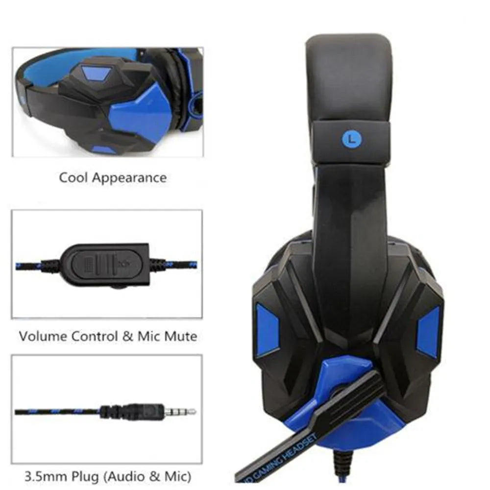 3.5mm Wired Gaming Helmet Microphone Headset PC Bass Stereo - Gamer Headphones For PS4 Xbox