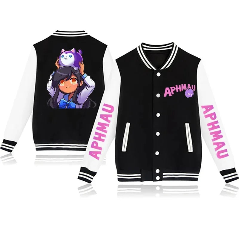 Aphmau - New Jackets Autumn and Winter Aphmau Print Kawaii Men's and Women's Baseball Jacket Anime Streetwear Tops Hip Hop Outwear