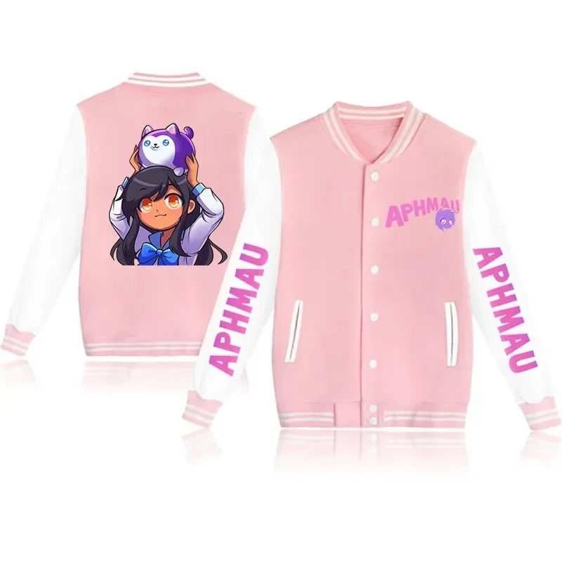 Aphmau - New Jackets Autumn and Winter Aphmau Print Kawaii Men's and Women's Baseball Jacket Anime Streetwear Tops Hip Hop Outwear