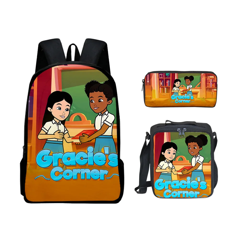 Gracies Corner 3D Print 3pcs/Set pupil School Bags Laptop Daypack Backpack Lunch bag Pencil Case