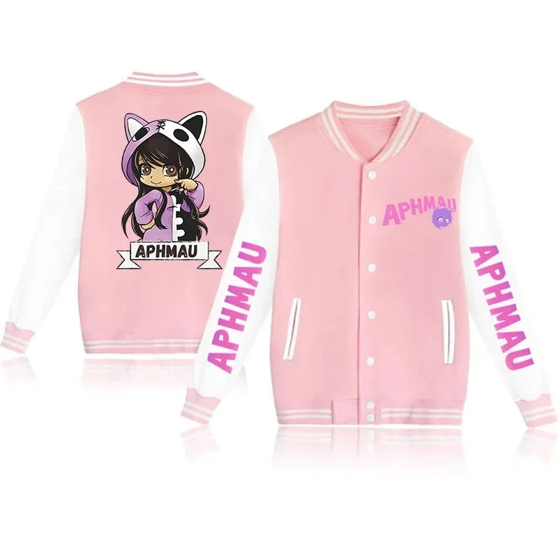 Aphmau - New Jackets Autumn and Winter Aphmau Print Kawaii Men's and Women's Baseball Jacket Anime Streetwear Tops Hip Hop Outwear