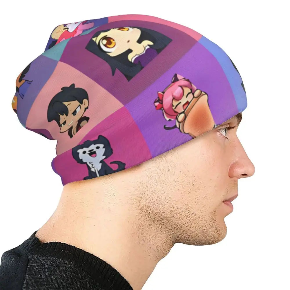 Aphmau Cat Bonnet Hats Vintage Outdoor Cartoon Anime Skullies Beanies Hats Unisex Warm Dual-use Cap