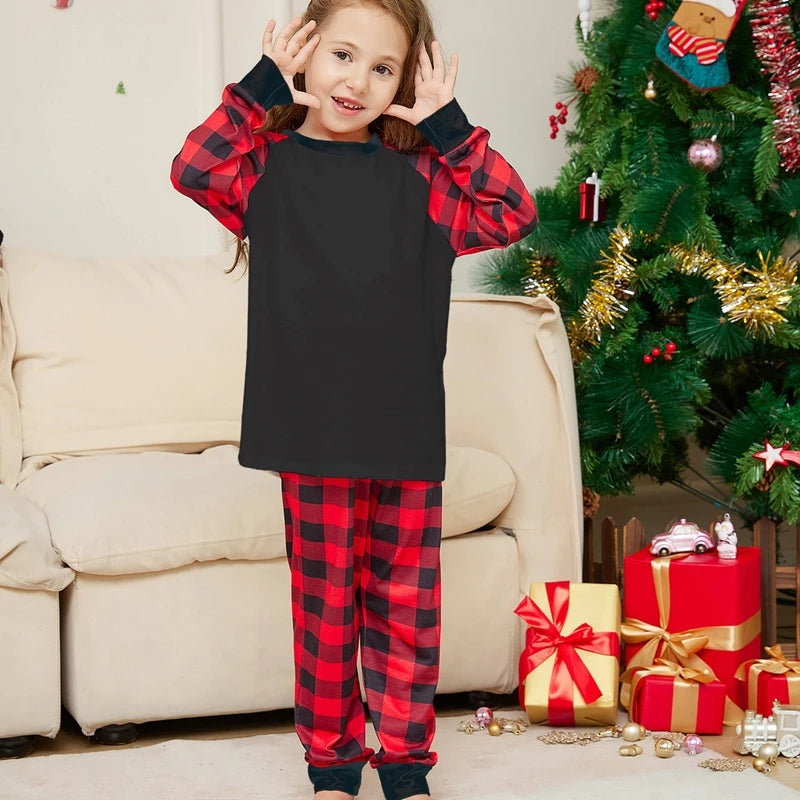 2024 Year's Clothes Adults Kids Christmas Matching Pajamas Set Baby&Dog Romper DIY Blank Plaid Sleepwear Xmas Family Look