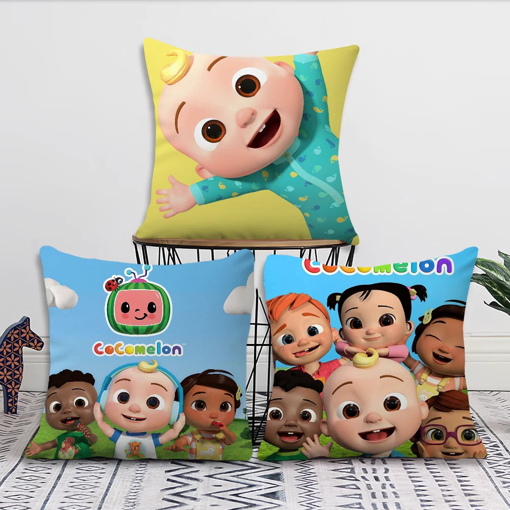 Coco Melon Cartoon Cute Baby Pillow Case For Sofa Bedroom Living Room Office Bedside Table Backrest Cushion Printing Square C-CoComelonS