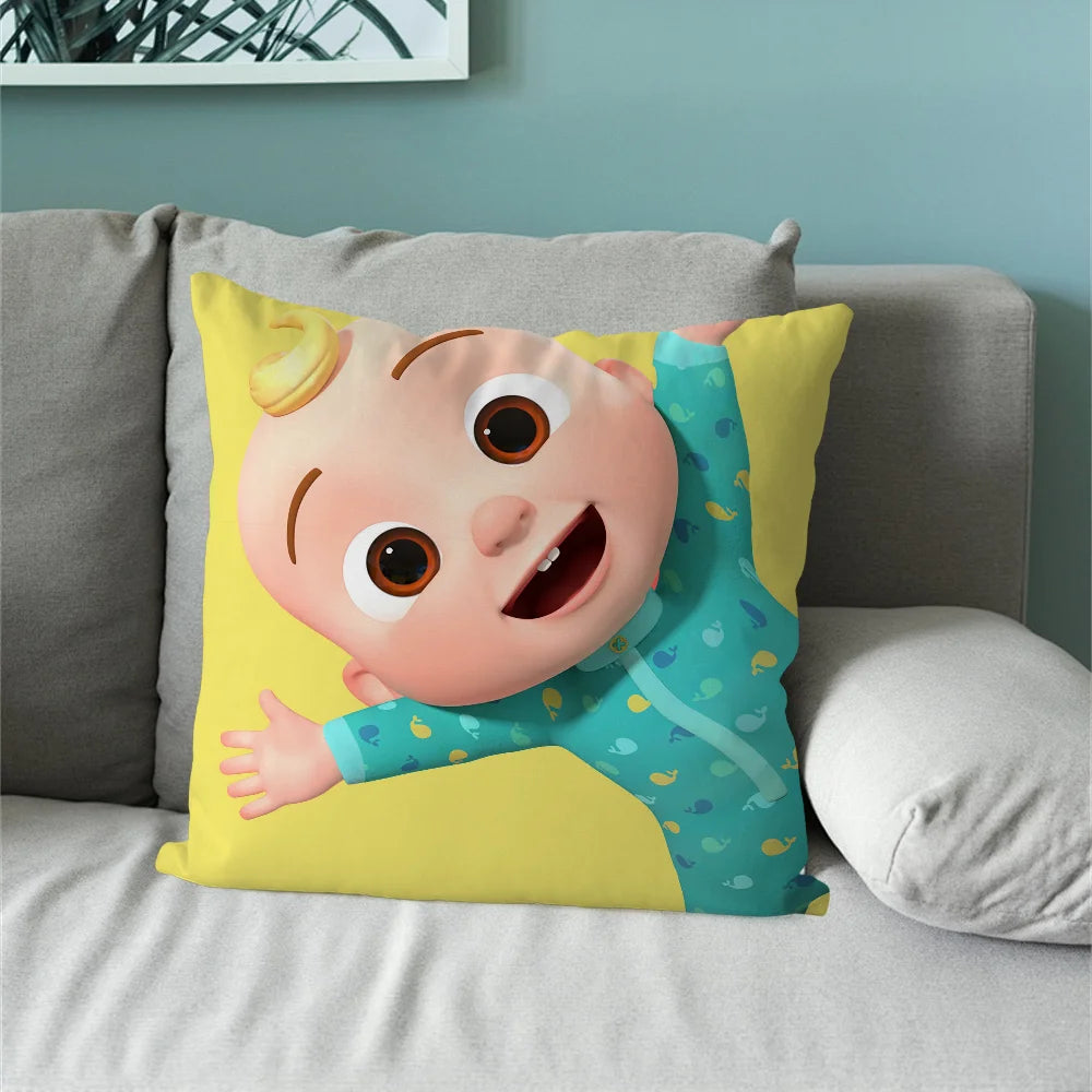 Coco Melon Cartoon Cute Baby Pillow Case For Sofa Bedroom Living Room Office Bedside Table Backrest Cushion Printing Square C-CoComelonS