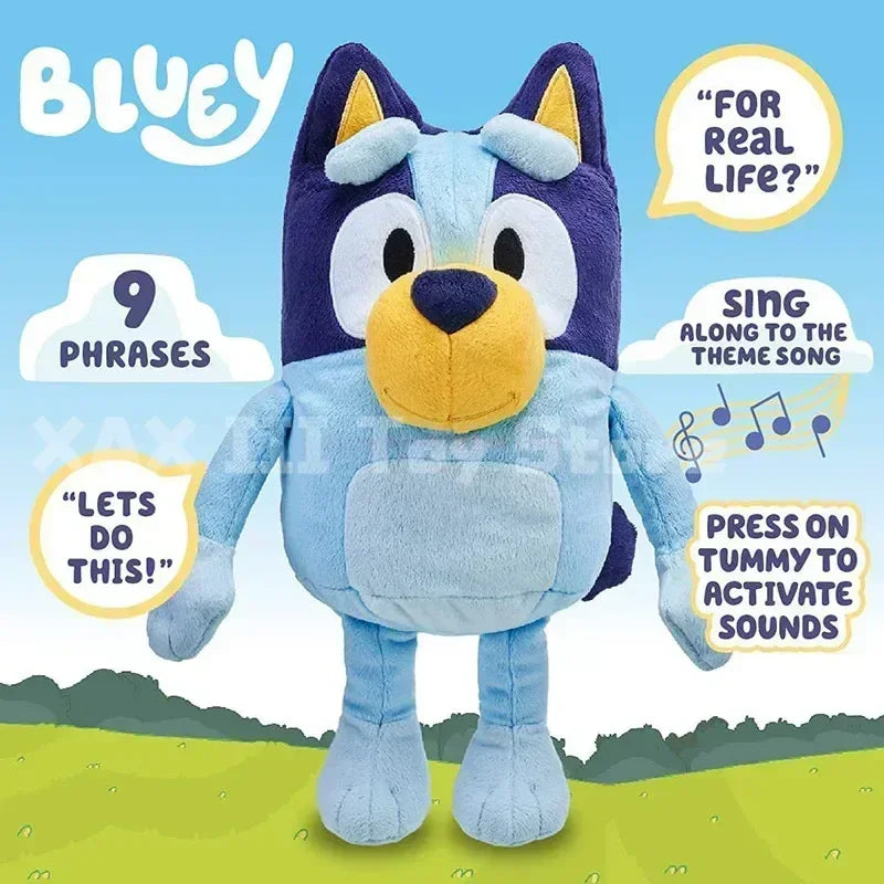 Kawaii Anime Bluey Talking Plush A Family Of Bingo Dog Music Figure Plush Toys Stuffed Animals Toy For Children Holiday Gift